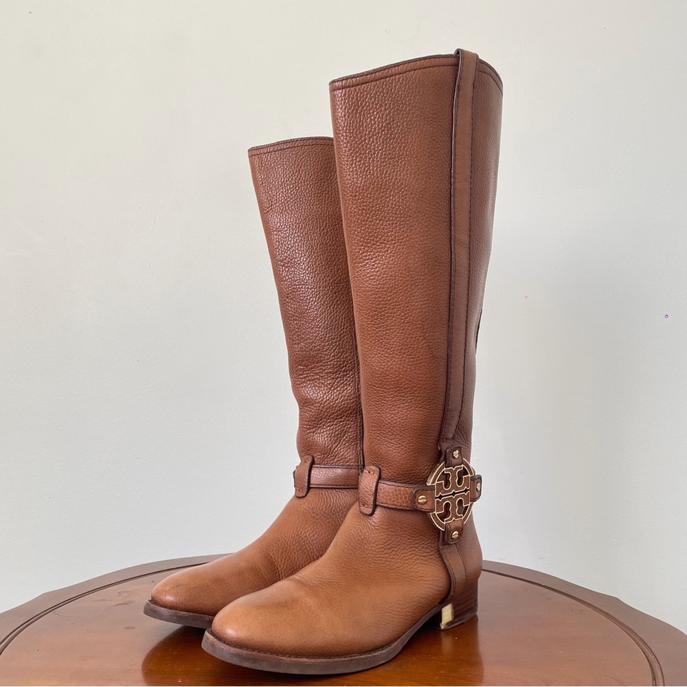 Tory Burch Amanda Black Pebbled Leather Riding boots | US 7 - Picture 4 of 11